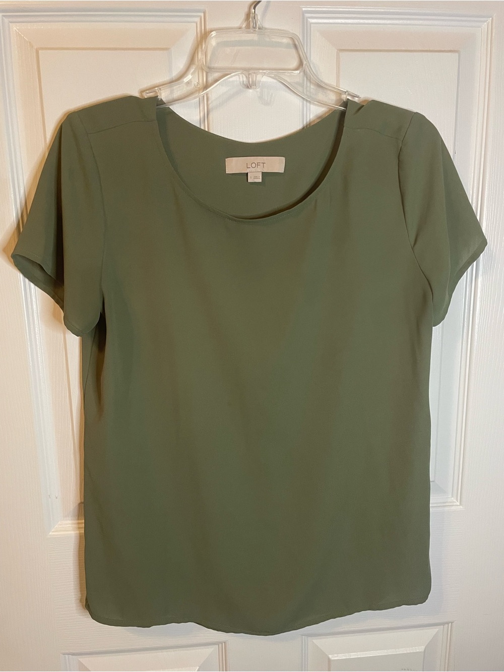 LOFT Womens Olive Green Short Sleeve Blouse small